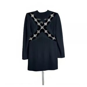 NWT Carolina Herrera Black Embellished Classic Black Dress Sz 4 $3850